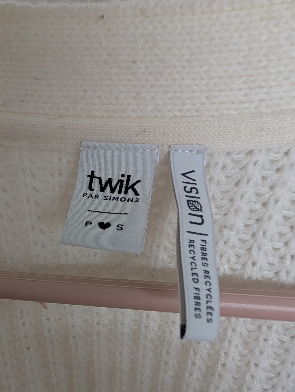 Twik by Simons Colorblock Knit Cardigan Pink Burgundy Ivory Size Small - Picture 2 of 4